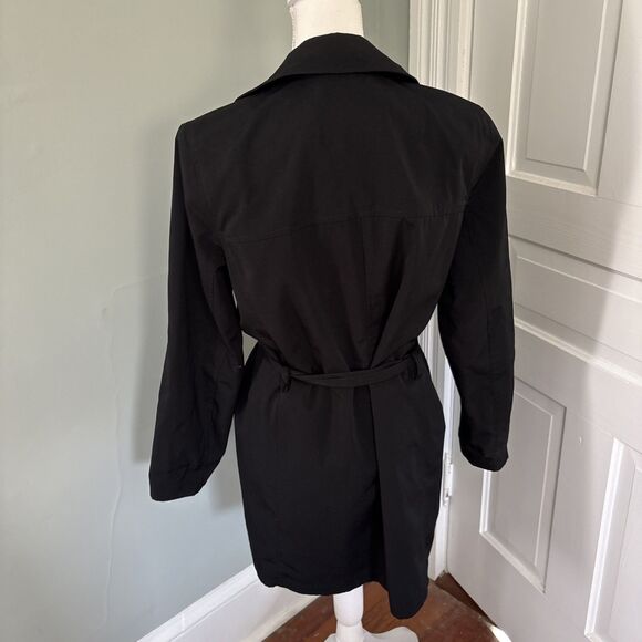 London Fog Belted Lined Trench Coat  Size Medium Black Waterproof Mid-Length - Picture 3 of 4